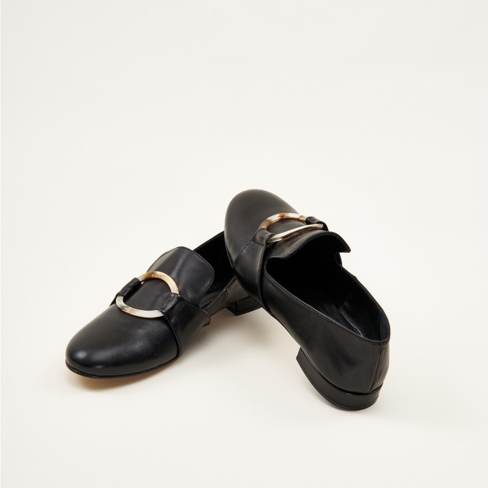 mint&rose Lana negra hebilla loafers